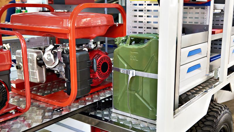 Generator und Kanister mit Kraftstoff