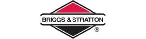 Λογότυπο Briggs & Stratton με ένα κόκκινο και μαύρο διαμάντι και το όνομα της εταιρείας με έντονη γραφή στο κέντρο.