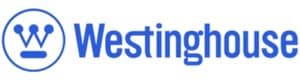 Λογότυπο Westinghouse με ένα στυλιζαρισμένο "W" μέσα σε κύκλο, ακολουθούμενο από το γράμμα "Westinghouse" με μπλε κείμενο.
