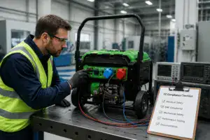 Factory quality inspection of a CE-certified portable generator before export