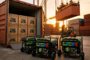 Container loading of wholesale portable generators for export shipment